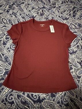 Old Navy Women's Short-Sleeve ribbed crop Top - Burgundy